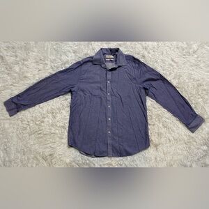 Michael Kors Mens 16.5 34/35 Slim Fit Blue Check Print Button Down Shirt Large